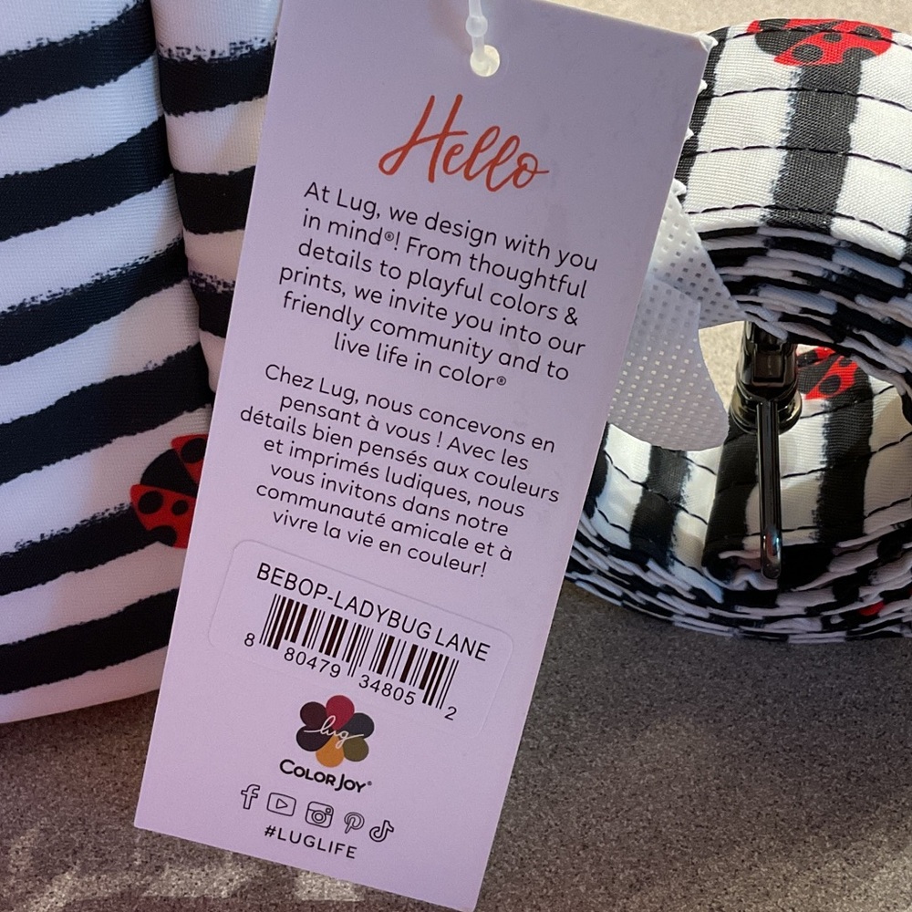 Lug Black and White Striped Crossbody with Ladybug Design - Picture 10 of 10